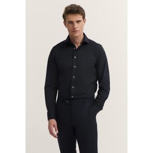 Overhemden - Marine - Katoen - Kentkraag - Lange Mouwen