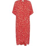 Jurk - Multicolour - Casual Fit - Midi Lengte - Nature/Red Flower Print