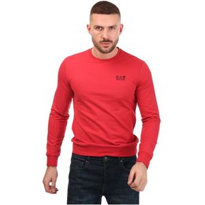 Men's Emporio Armani EA7 Small Logo Crew Neck Sweatshirt In Red - Maat S