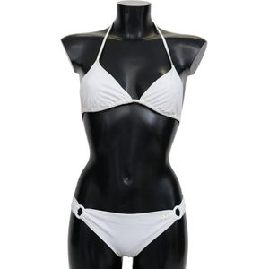 Dolce & Gabbana Dames Wit Nylon Stevige Halter Tweedelige Zwemkleding Bikini - Maat S