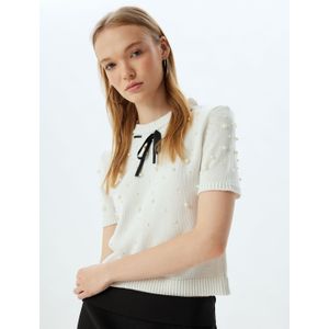 Koton - Trui - Ecru / Zwart - Normale Pasvorm - Kwartmouw