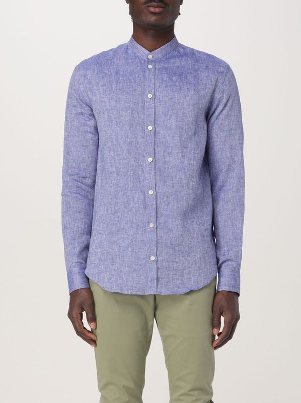 Emporio Armani - Overhemd - Lichtblauw - 100% Linnen