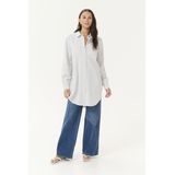 Kaffe - Kanaya Striped Shirt Tunic - Blouse - Wit - 100% Katoen