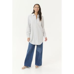 Kaffe - Kanaya Striped Shirt Tunic - Blouse - Wit - 100% Katoen