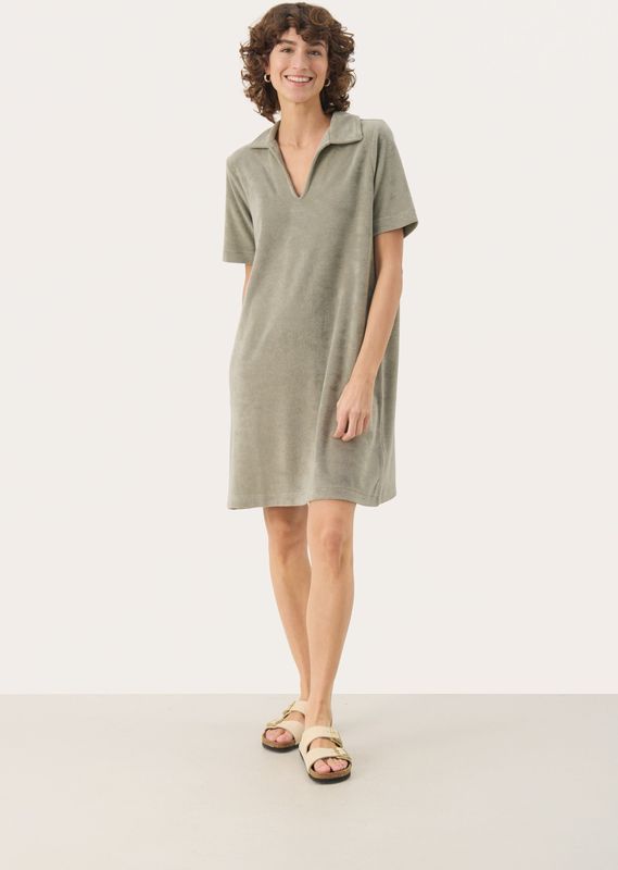 Jersey jurk A-shape olive