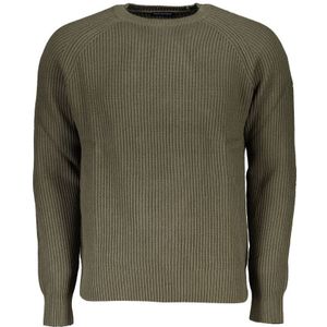 Ribbed Crew Neck - Groen - Sweater - Katoen - Lange Mouwen