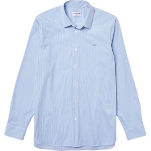 Lacoste Heren Gestreept Popeline Gestreept Slim Overhemd (Lichtblauw)