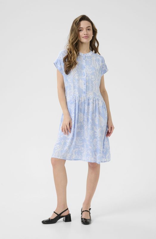 Kaffe - Kabeathe Short Dress - Jurk - Blauw - 100% Viscose