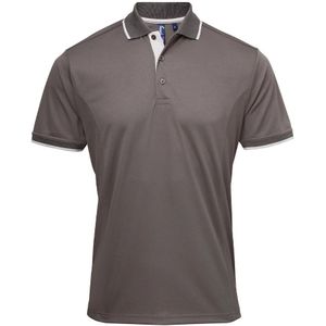 Premier Heren Coolchecker Contrast Pique Poloshirt (Donkergrijs/zilver)