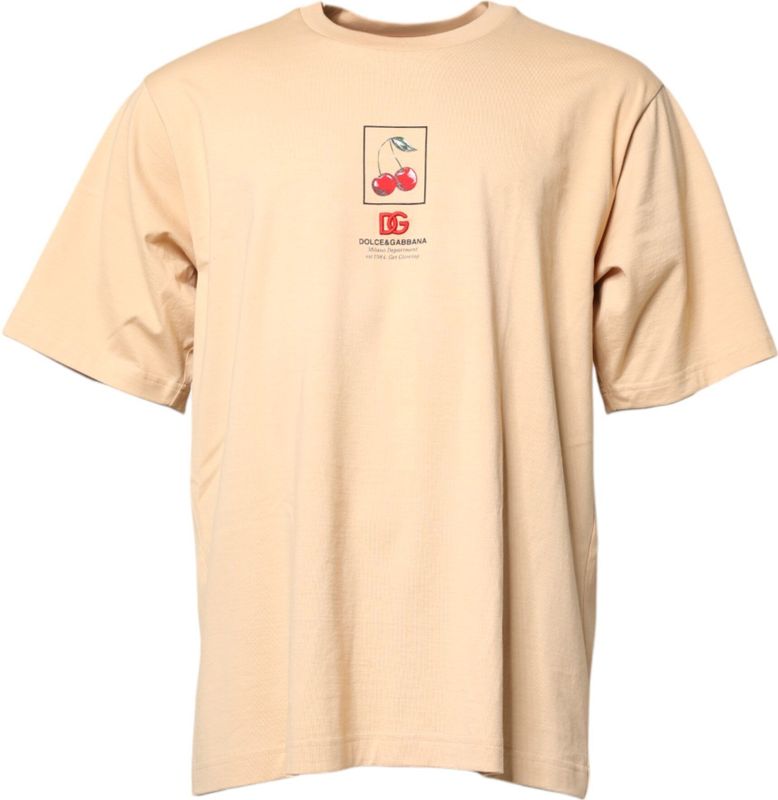 Dolce & Gabbana - Short Sleeve T-shirt - Beige - Regular Fit