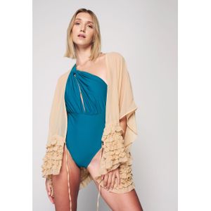 Herita Kimono met Ruches - Lichtbruin