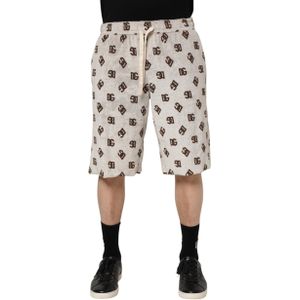 Dolce & Gabbana - DG Mania Print - Korte Broeken - Wit - Met Logo Print en Trekkoordsluiting