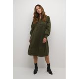 CULTURE - Antoinett - Jurk - Olijfgroen - Katoen - Lange Mouw