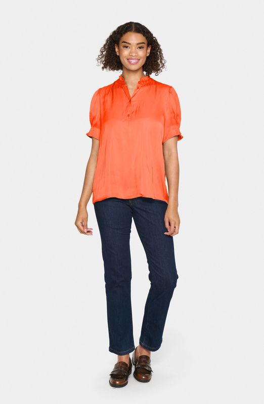 SAINT TROPEZ - Blouse 'Veeni' - Donkoranje - Wijde Blouse