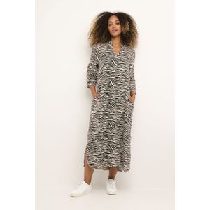 Zwarte Linnen Kaftan Jurk - Dames - Midi Lengte - V-hals