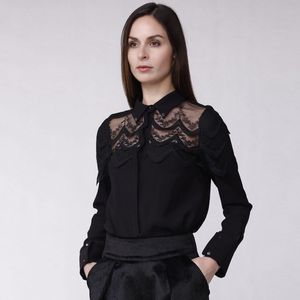 Kanten Shirt - Geschulpte Rand - Lange Mouwen