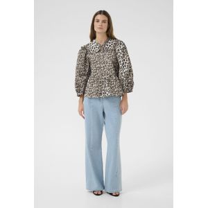 Blouse met lange mouwen Feminine Ulrike print - Simply taupe grey