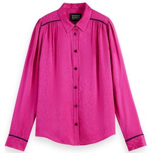 Scotch & Soda Blouse Slim-fit Shirt With Piping Detail Met All Over Print Fuchsia - Maat 2XS