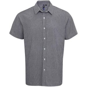 Premier Heren overhemd met korte mouwen in geruit katoen (Zwart/Wit)