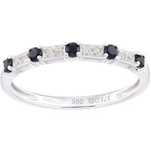 9kt witgoud 0,23 ct saffier met 0,05 ct diamanten eeuwigheidsring