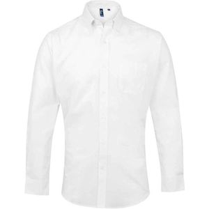 Premier Heren Signature Oxford overhemd met lange mouwen (Wit)