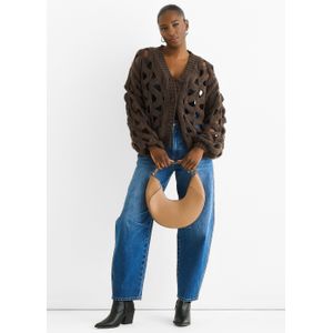 Chocolade Hollow Chunky Gebreide Cardigan