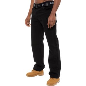 Enzo | Jeans met normale pasvorm en riem voor heren - zwart