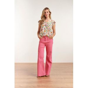 Hoge Taille Roze Rechte Jeans Broek - Maat XS