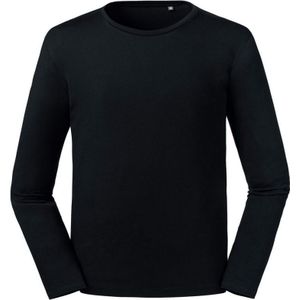 Russell Heren Puur Organisch T-Shirt Met Lange Mouwen (Zwart) - Maat XS