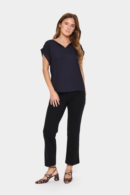 Blouse met korte mouwen Regular fit Night Sky dark blue