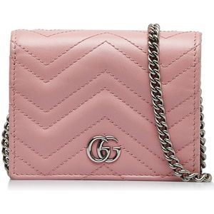 Vintage Gucci GG Marmont Leather Wallet On Chain Pink