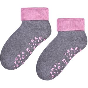 Steven - Baby ademende antislip warme sokken - Grijs / Roze