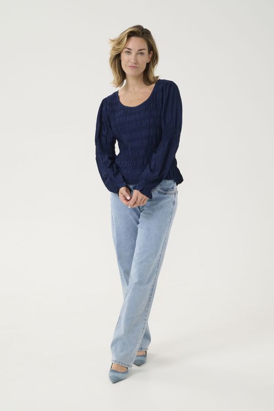 Cream Blouse 'Henva'  marine