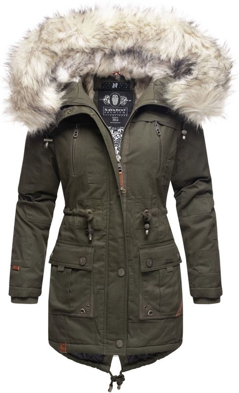 Navahoo Premium Dames Winterjas Honigfee – Warme Parka met Afneembare Kunstbontkraag