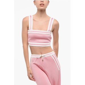 Gebreide crop top met ritssluiting in roze