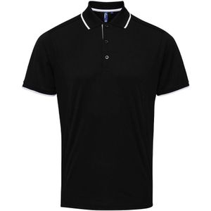 Premier Heren Coolchecker Contrast Pique Poloshirt (Zwart/Wit)