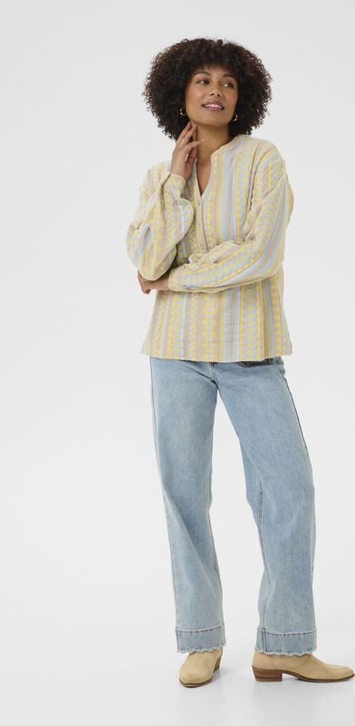 Blouse - Heuplengte - Lange Mouwen - 100% Katoen - Fijne Was