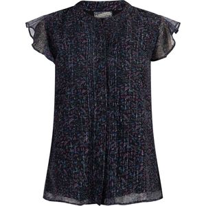 Dreimaster Blouseshirt met ruchemouwen Dames Zwarte bloemenprint