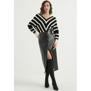 Leren Rok Met Splitten - Maat S