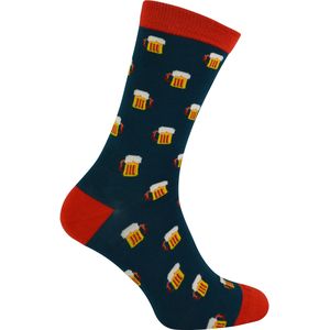 Mr Heron bamboesokken met nieuw patroon voor heren - Bier (Groenblauw)