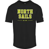 North Sails - T-shirt - Zwart - Katoen - Korte Mouwen met Geribbelde Hals