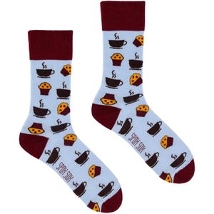 SPOX SOX - Heren & Dames Mismatch Novelty Crew Sokken - Koffie & Muffins Patroon - Koffie & Muffins