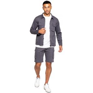 Enzo | Cargo trainingspak voor heren met shorts - grijs