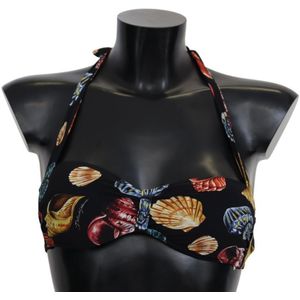 Dolce & Gabbana Dames Zwart Zeeschelpen Print Halter Badmode Bikini Tops - Maat XS