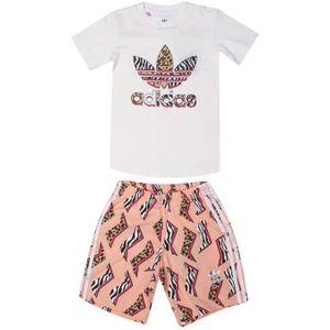 adidas Originals Graphic Print short en T-shirt-set voor baby's/meisjes, wit