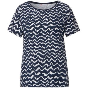 Street One T-shirt met all over print donkerblauw/wit