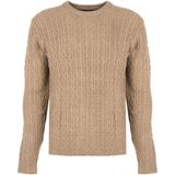 Pepe Jeans - Eenvoudige Gebreide Trui - Beige - Heren - Wol - Met Decoratief Patroon
