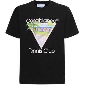 Casablanca Tennis Club Icon bedrukt katoenen T-shirt in zwart