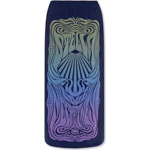 Stella McCartney - Gedrukte Velvet Rok - Blauw - Dames - Midi Lengte - Elastische Tailleband