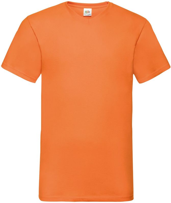 Fruit Of The Loom - Valuegewicht V-hals - T-shirt - Oranje - Korte Mouwen
